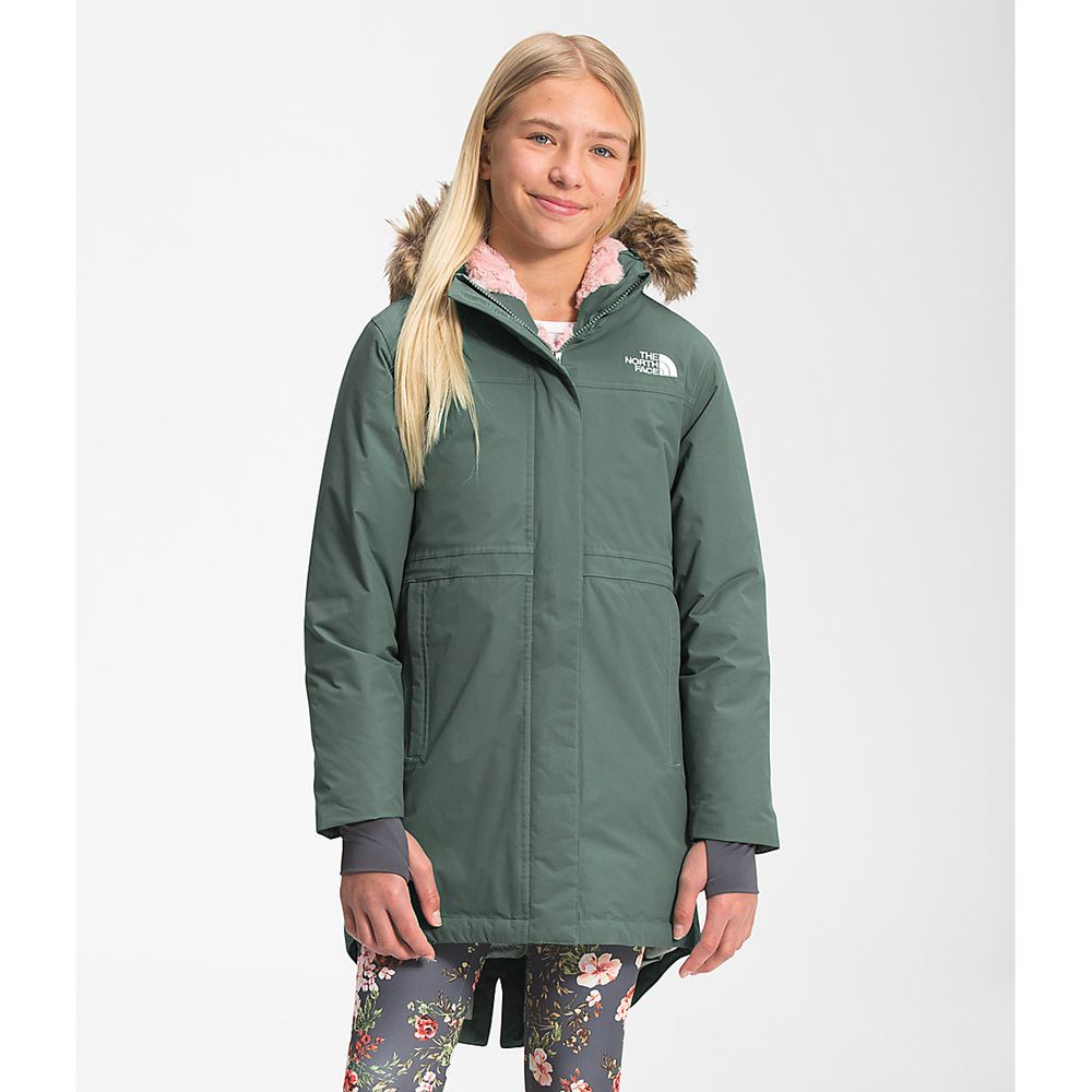 The North Face Parka Girls Australia - The North Face Arctic Swirl Green (VAQ-169784)